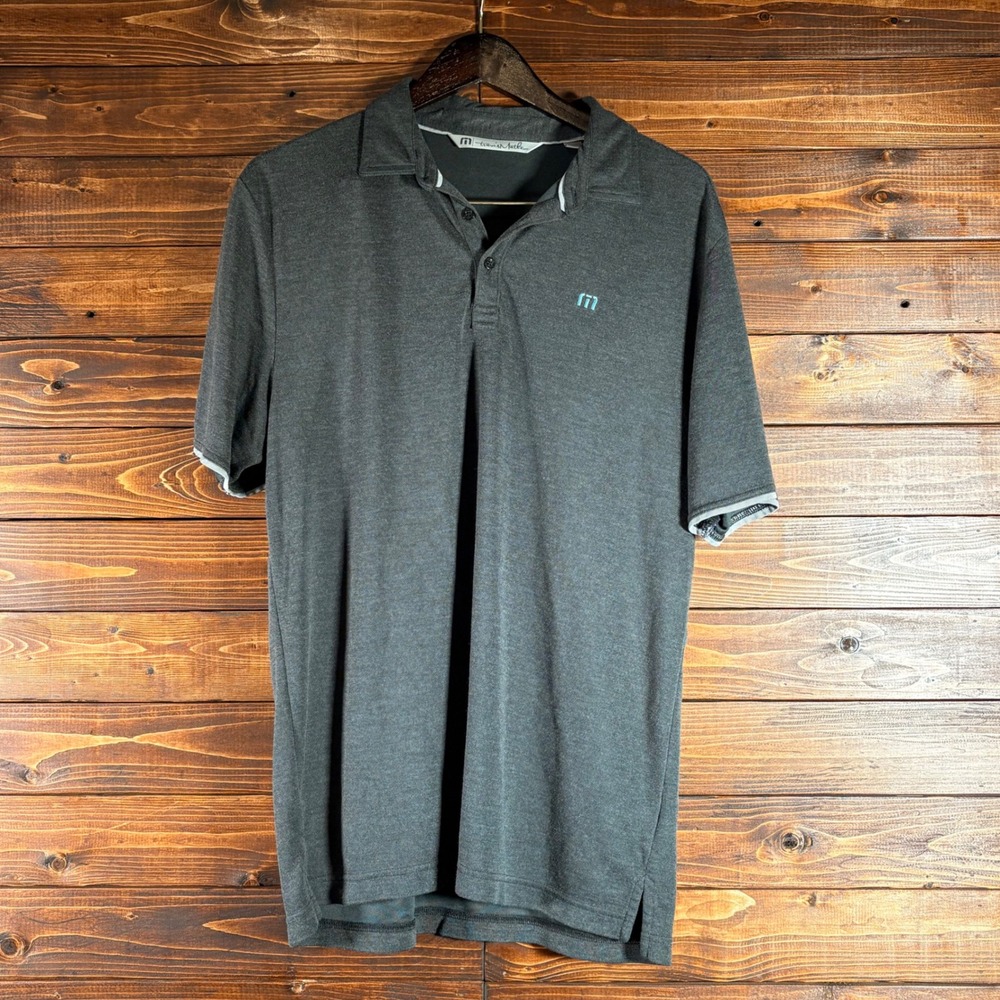 TravisMathew Mens Gray Keene Trace Golf Club Performance Polo Shirt Size L